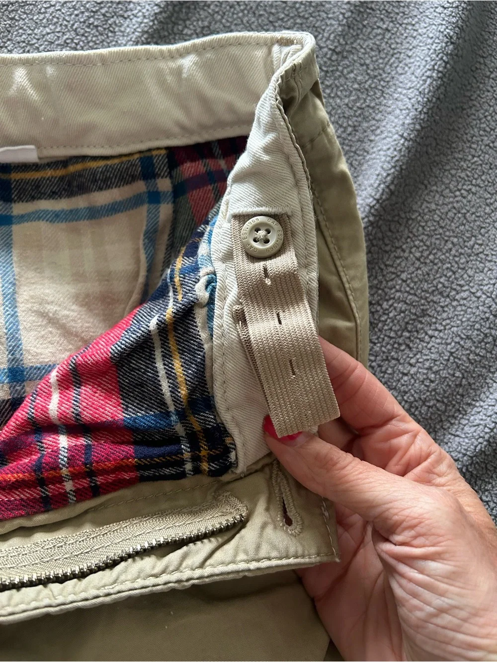 GAP Boys Tan Chinos with Plaid Flannel Lining
